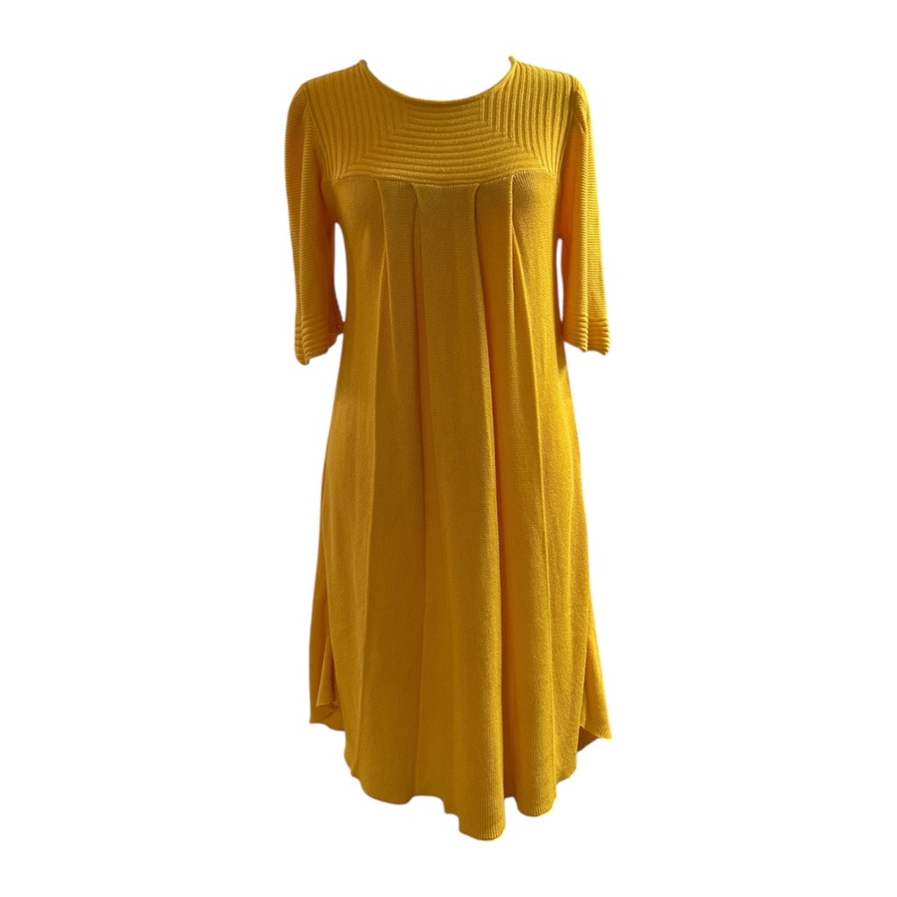 Twelfth Street by Cynthia Vincent Mustard 3/4 Sleeve Dress